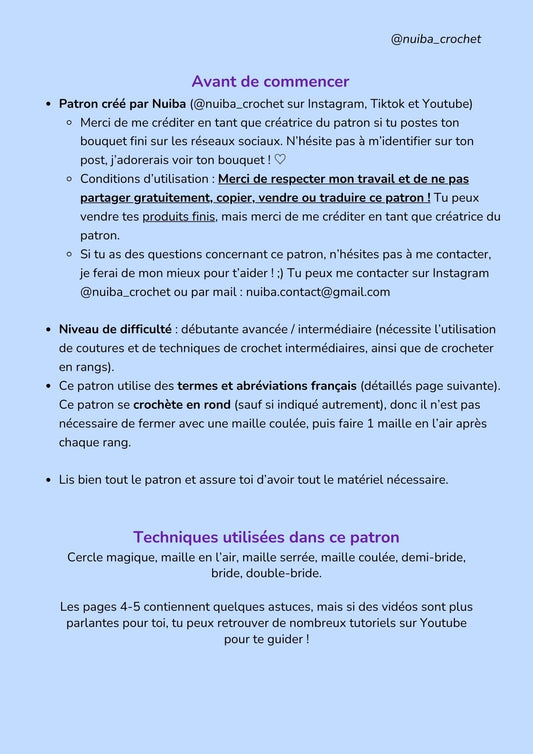 Patron PDF bouquet de roses grand format au crochet - Nuiba