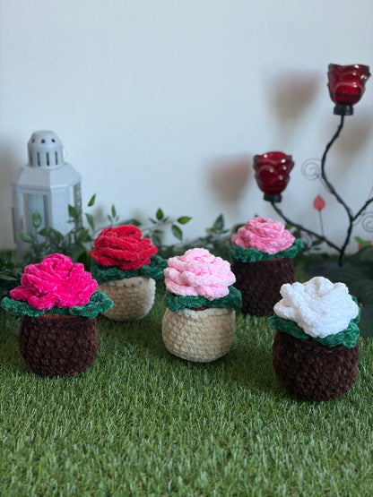 Patron crochet PDF - Rose en pot