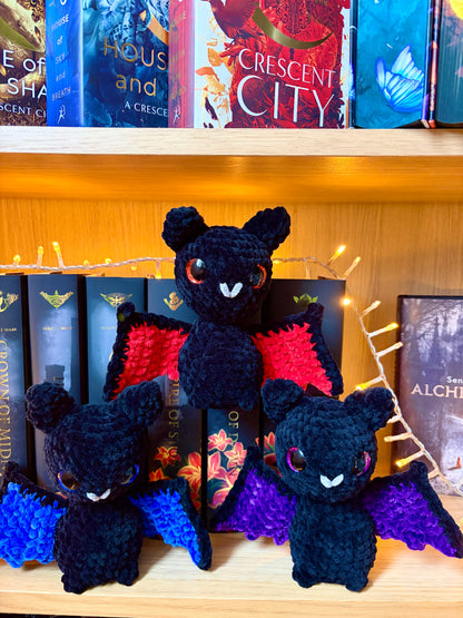 Patron crochet PDF Bat Boys version chibi de Nuiba, illustration de chauve-souris mignonne, modèle pour création crochet.